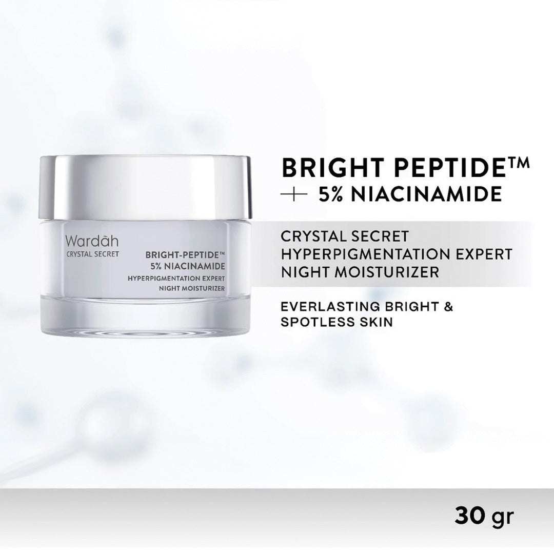 Wardah Crystal Secret Bright-Peptide™ 5% Niacinamide Hyperpigmentation Expert Night Moisturizer 30 g