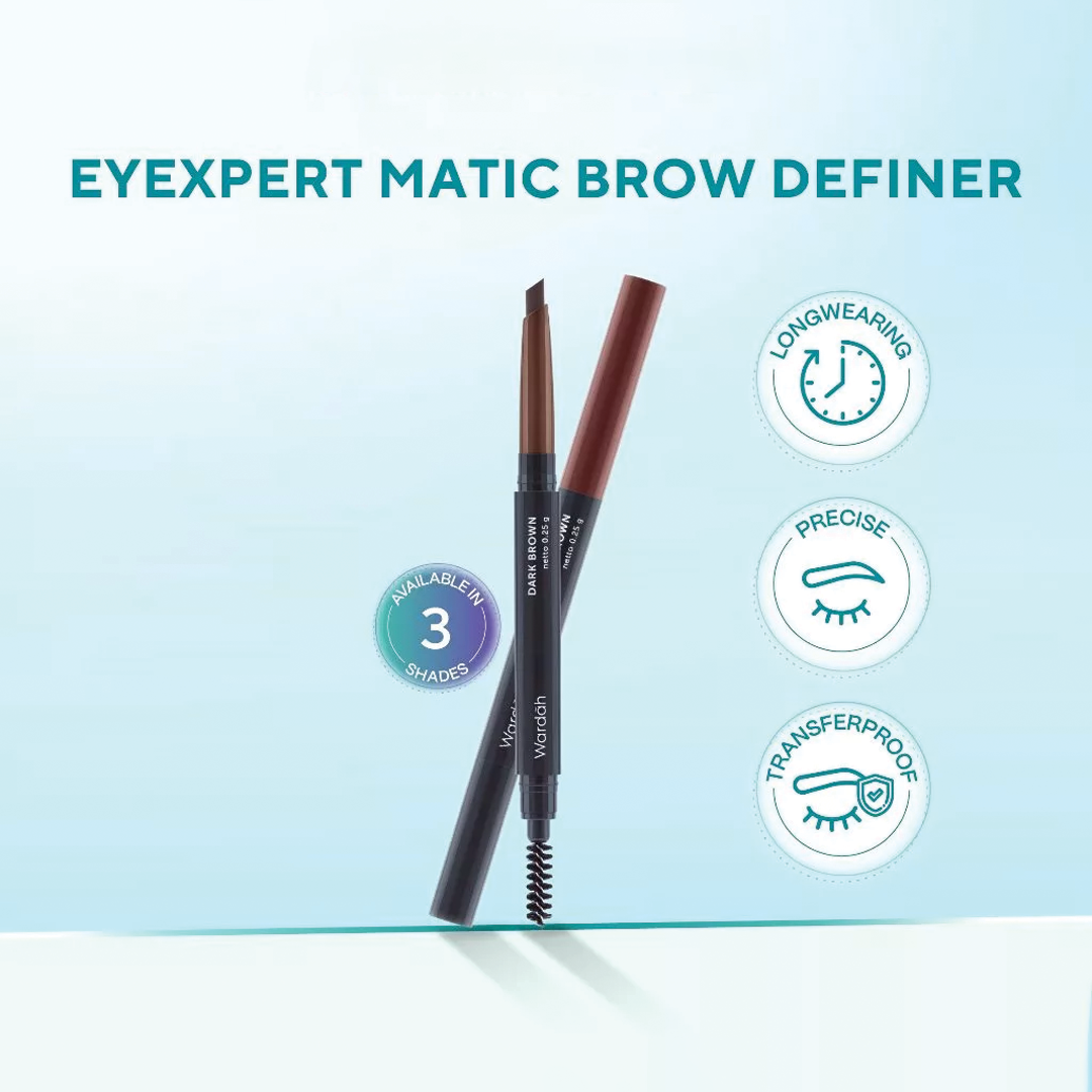 Wardah EyeXpert Matic Brow Definer - Waterproof,Oval Shaped Tip, Last 8 Hours, Powdery Texture,Natural Finish