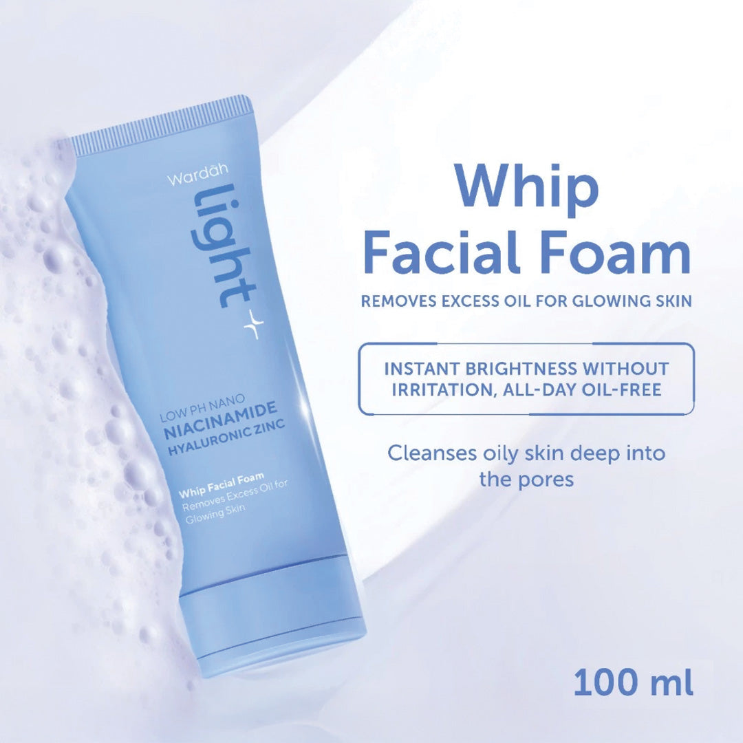 Wardah Light+ Low pH Nano Niacinamide Hyaluronic Zinc Whip Facial Foam 100 ml (Non Eyecatch)