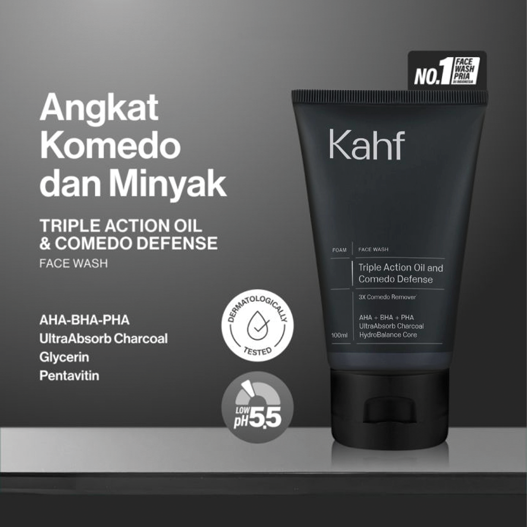 Kahf Triple Action Oil and Comedo Defense Face Wash 100 ml