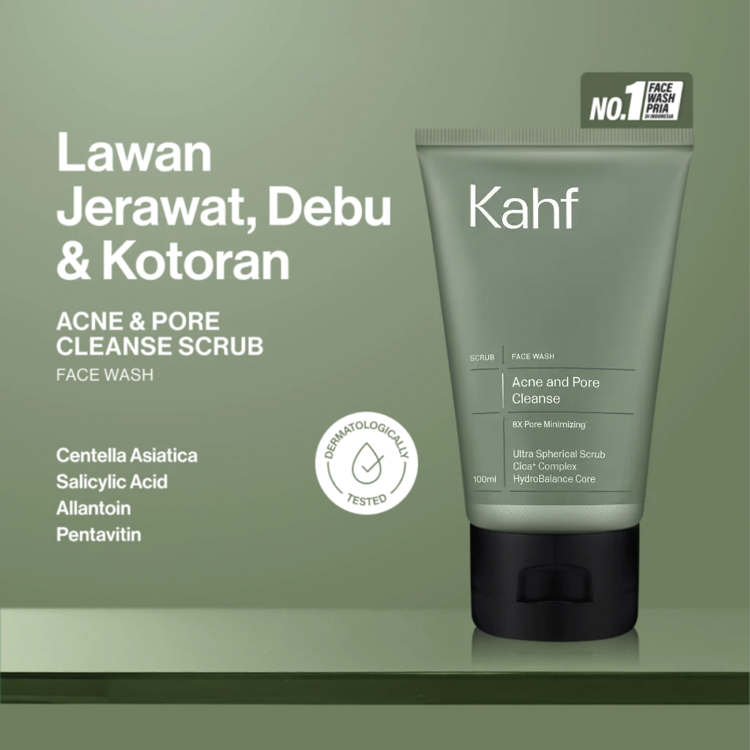 Kahf Acne and Pore Cleanse Scrub Face Wash (100ml) Hydrobalance - Ultraspherical Scrub - Pencuci Muka