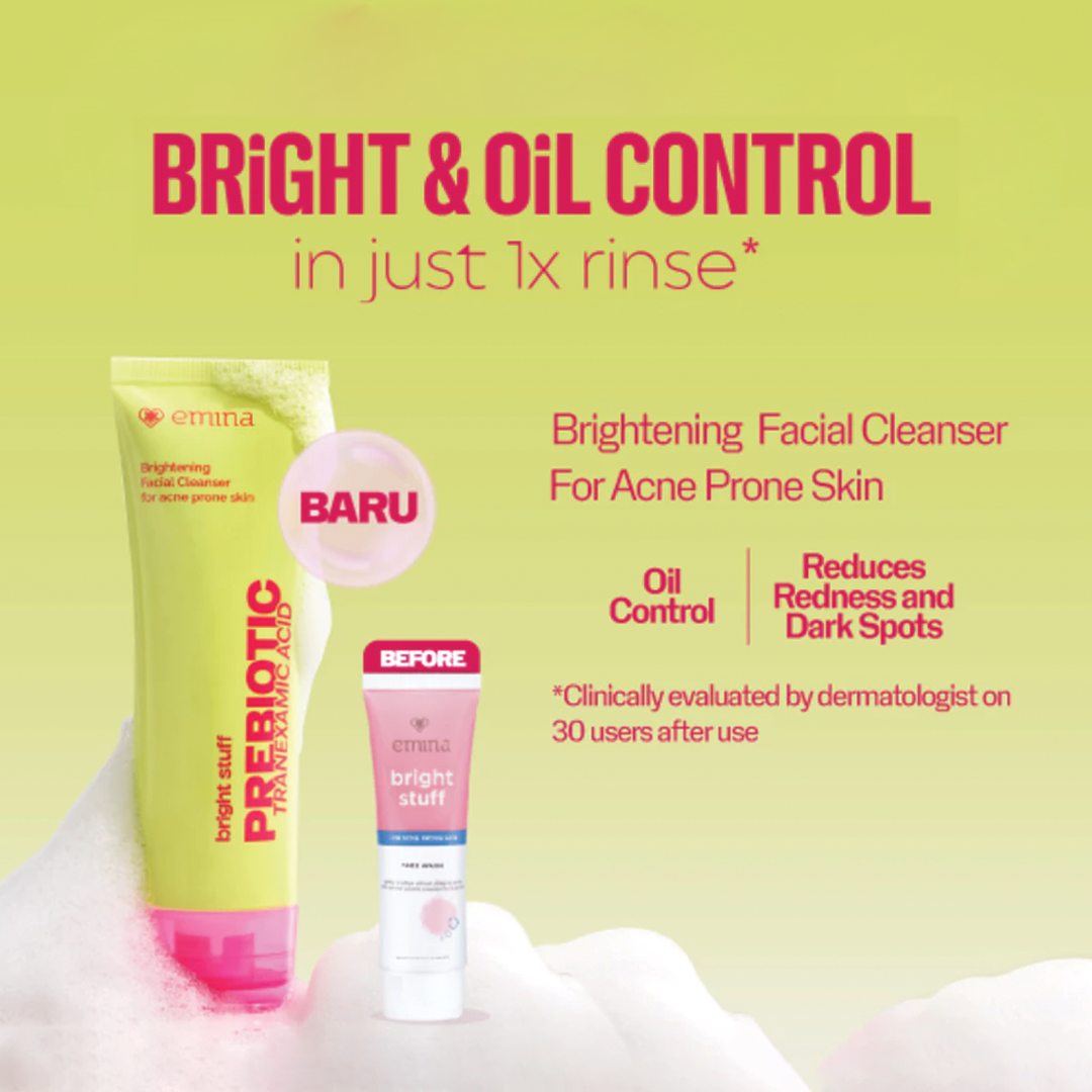 Emina Bright Stuff Prebiotic Tranexamic Acid Brightening Facial Cleanser 100ml