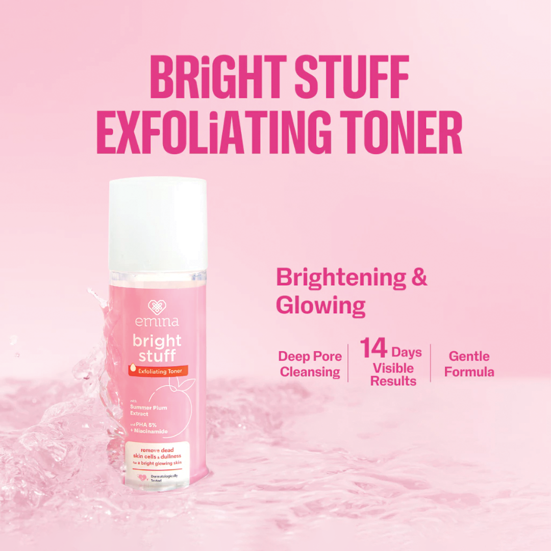 Emina Bright Stuff Exfoliating Toner 100 ml - Brightening & Glowing