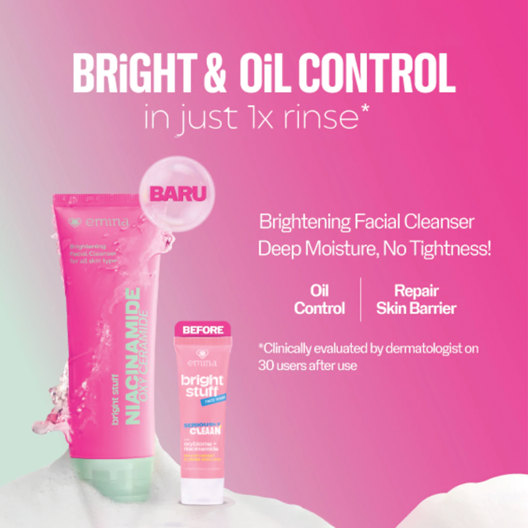 EMINA Bright Stuff Niacinamide Oxy Ceramide Facial Brightening Cleanser 100ml | Clears dullness