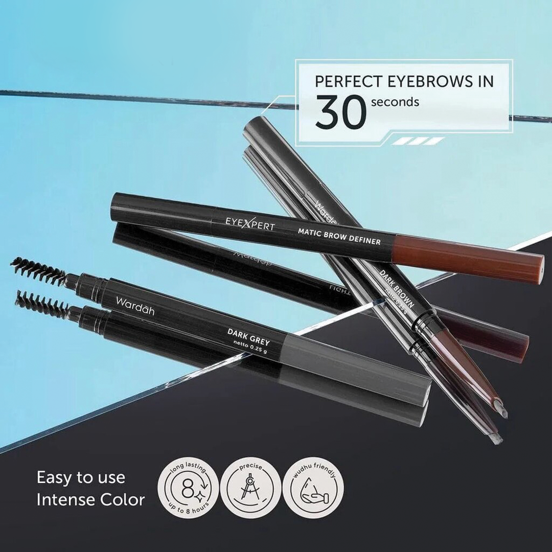 Wardah EyeXpert Matic Brow Definer - Waterproof,Oval Shaped Tip, Last 8 Hours, Powdery Texture,Natural Finish