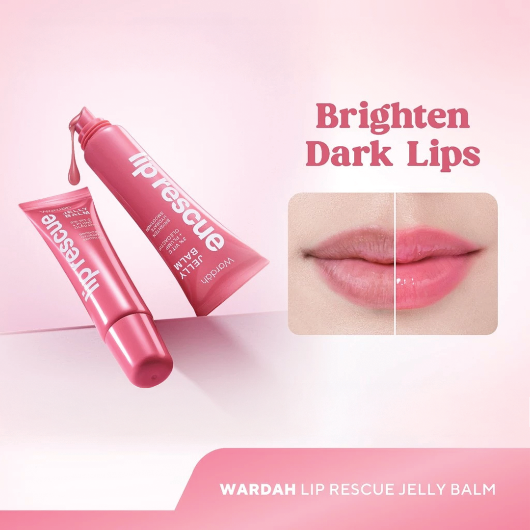 Wardah Lip Rescue Jelly Balm Dusty Rose - Brighten Dark Lips, Plump-pillow like,Hydrates, Smoothen Lips,Vitamin C