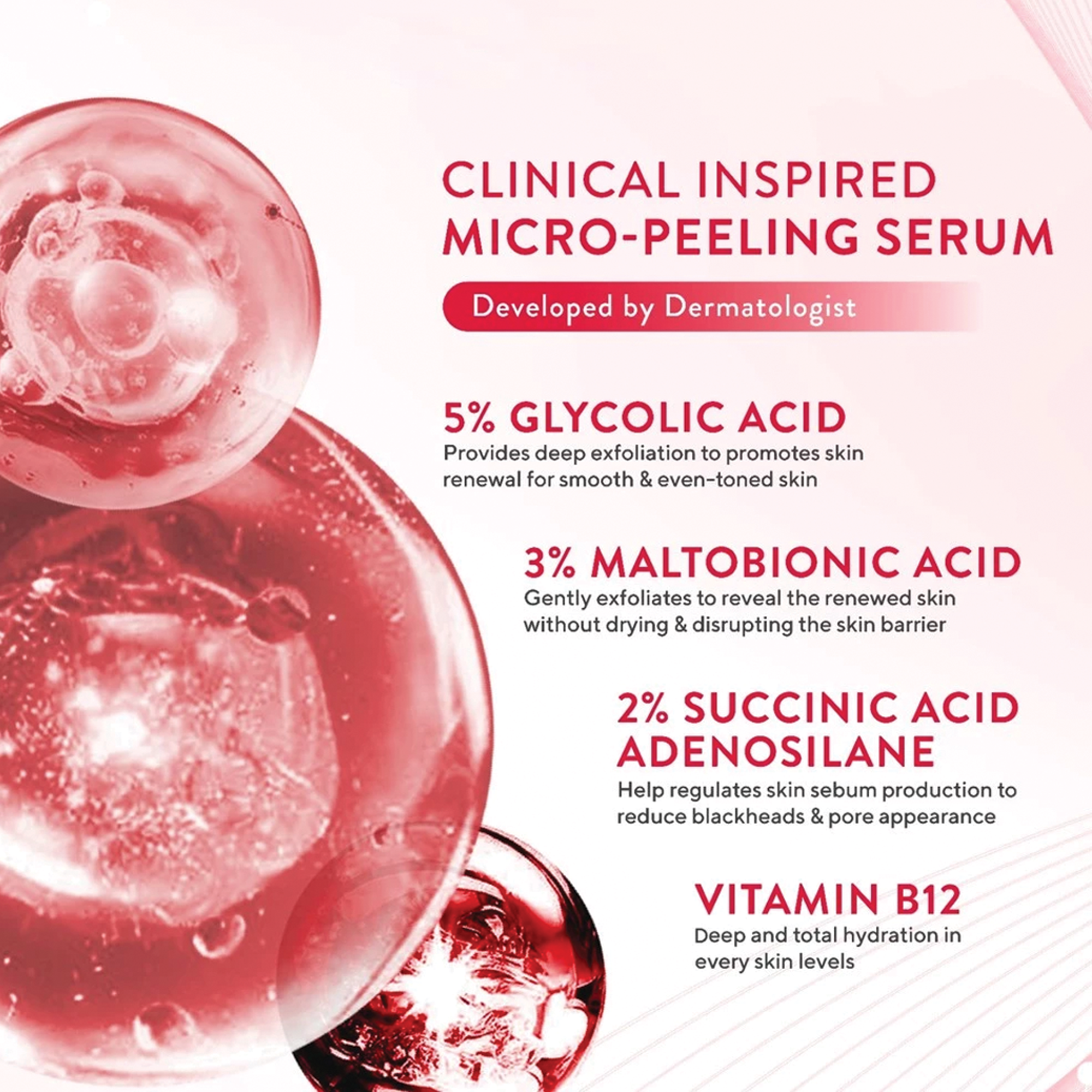 Wardah 5% Glycolic Acid 3% Maltobionic Acid 2% Succinic Acid Micro Peeling Serum