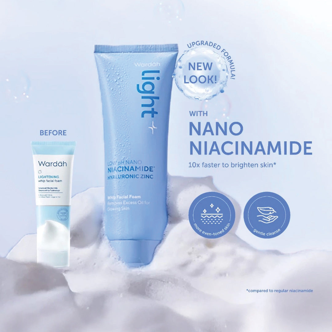 Wardah Light+ Low pH Nano Niacinamide Hyaluronic Zinc Whip Facial Foam 100 ml (Non Eyecatch)