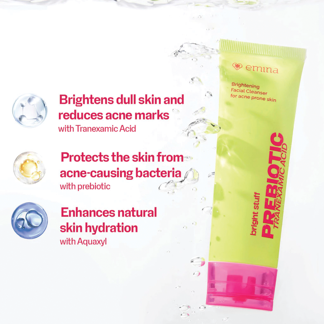 Emina Bright Stuff Prebiotic Tranexamic Acid Brightening Facial Cleanser 100ml