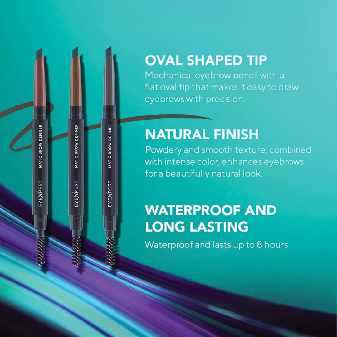 Wardah EyeXpert Matic Brow Definer - Waterproof,Oval Shaped Tip, Last 8 Hours, Powdery Texture,Natural Finish