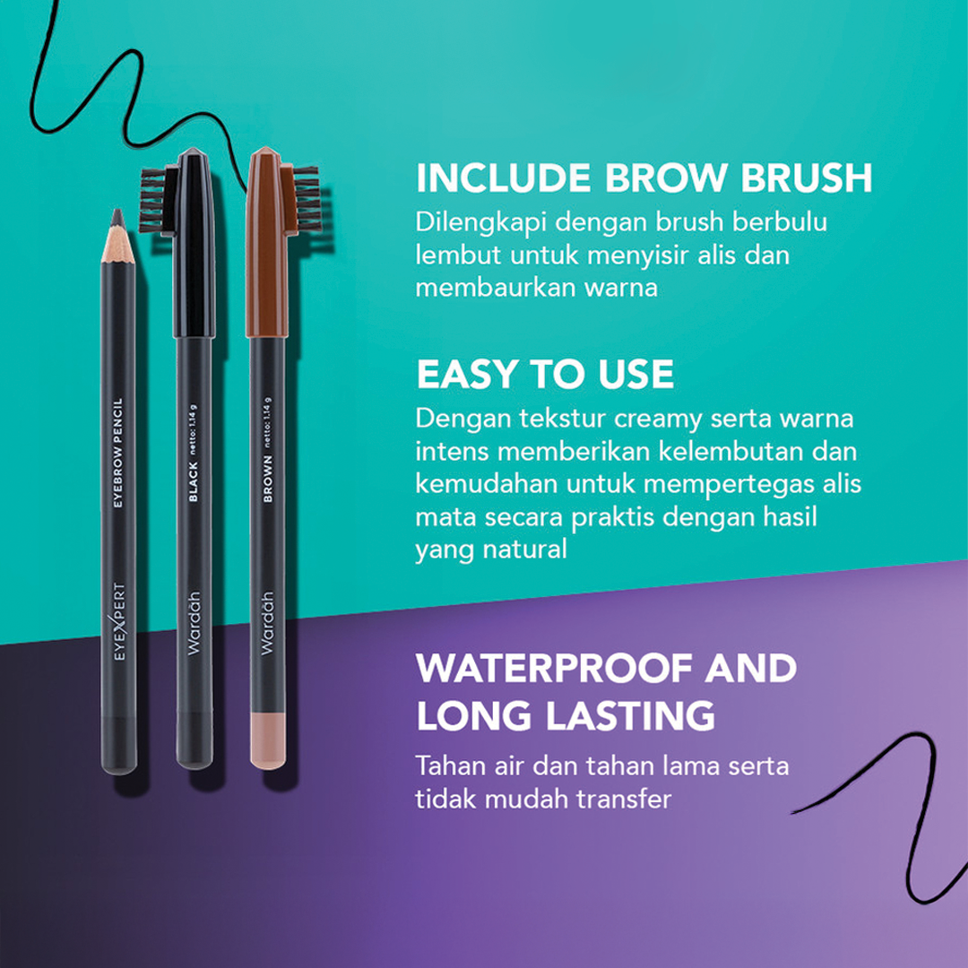 Wardah EyeXpert Eyebrow Pencil - Creamy texture, Long last, Easy to use