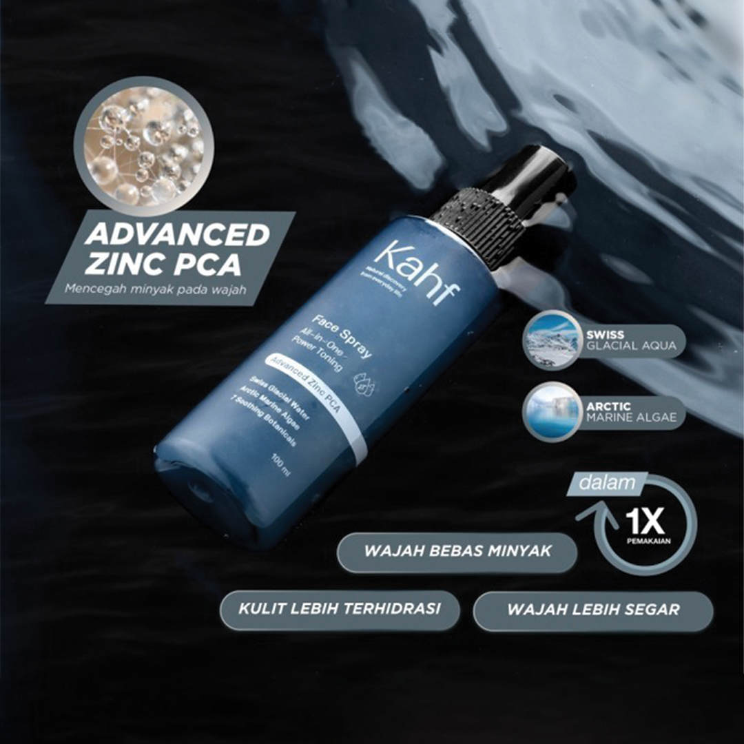 Kahf Oil Free Refreshing and Hydrating All-in-One PowerToning Face Spray 100 ml - Advanced Zinc PCA - Semburan Muka