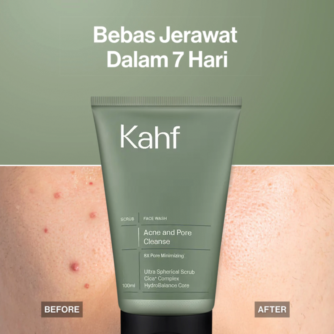 Kahf Acne and Pore Cleanse Scrub Face Wash (100ml) Hydrobalance - Ultraspherical Scrub - Pencuci Muka