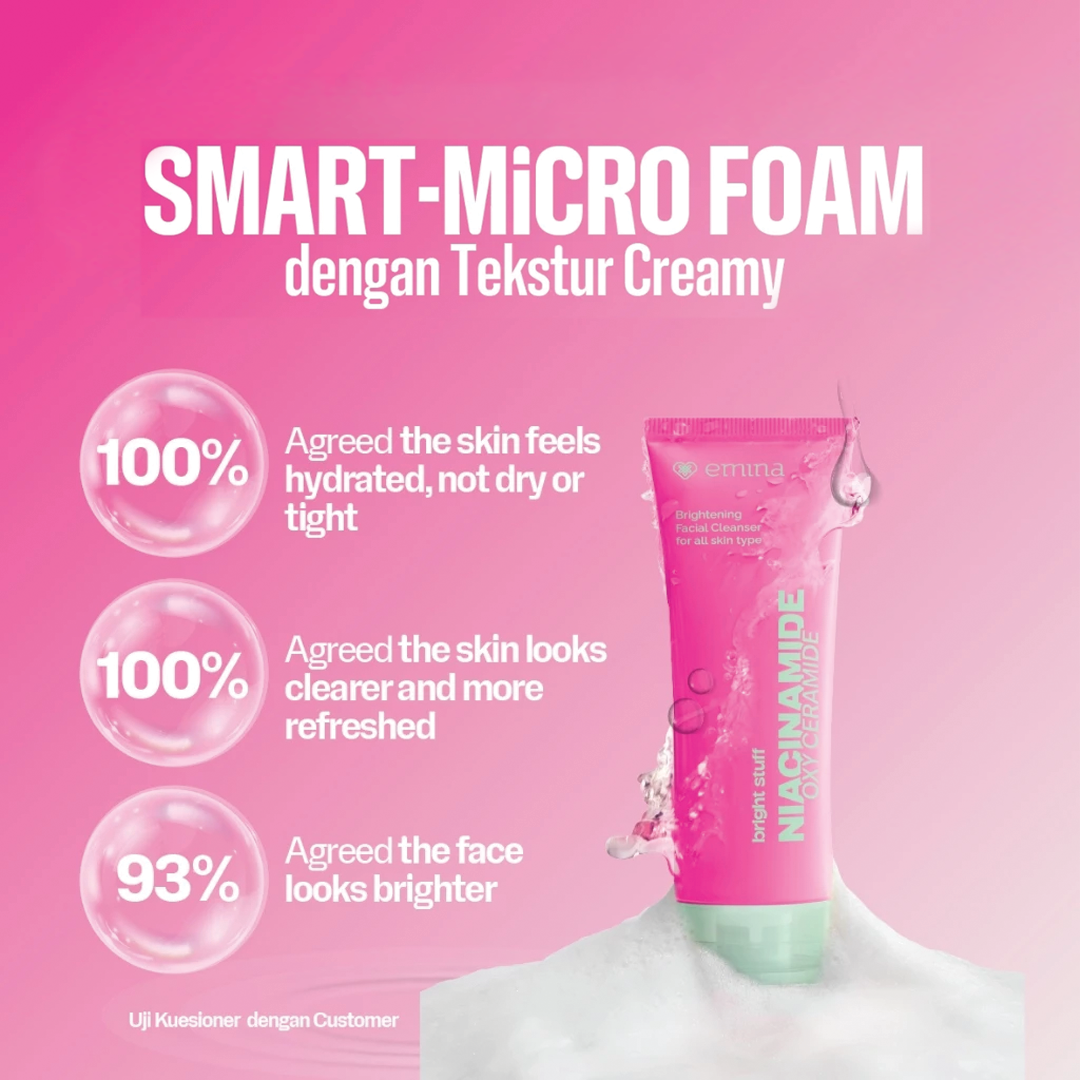 EMINA Bright Stuff Niacinamide Oxy Ceramide Facial Brightening Cleanser 100ml | Clears dullness