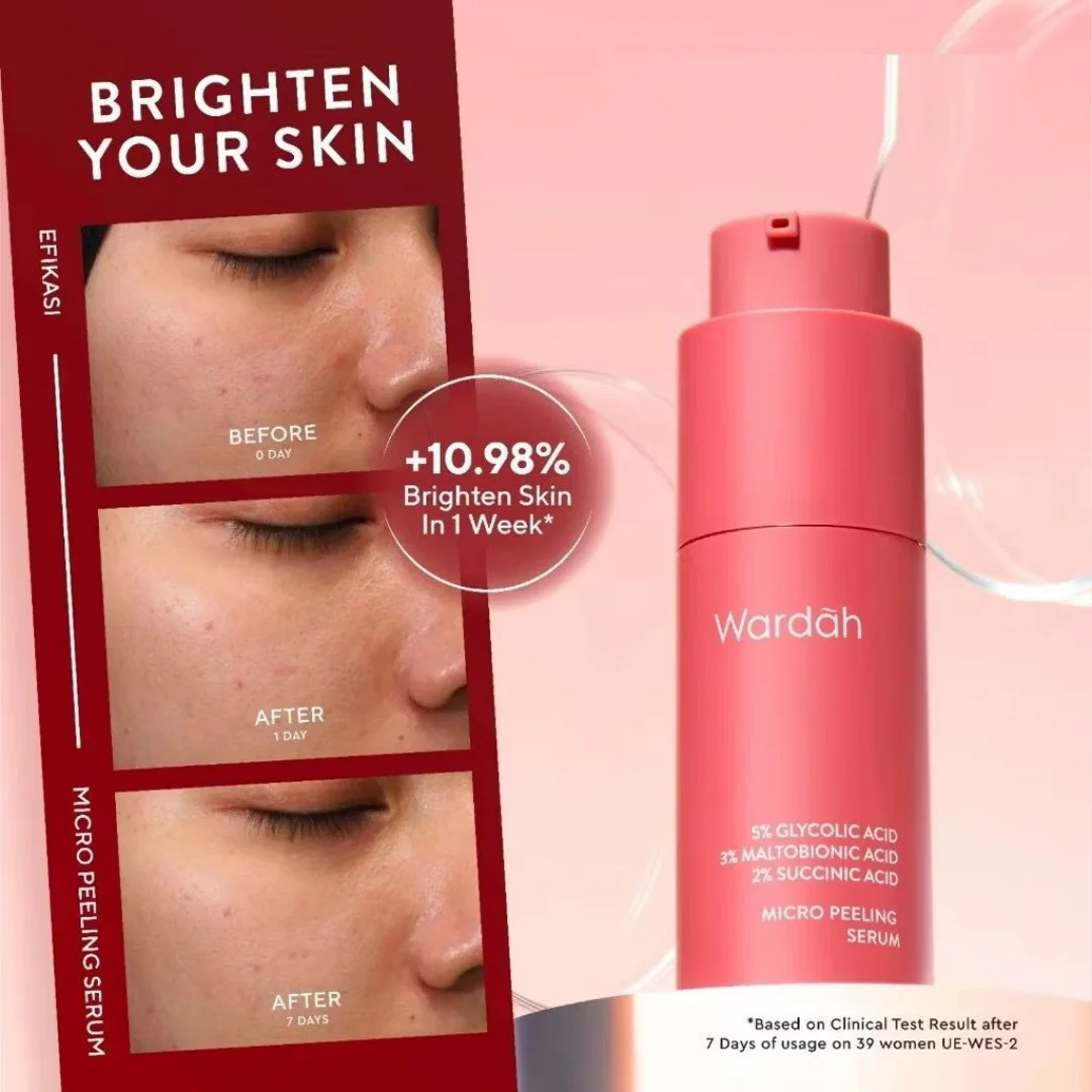 Wardah 5% Glycolic Acid 3% Maltobionic Acid 2% Succinic Acid Micro Peeling Serum