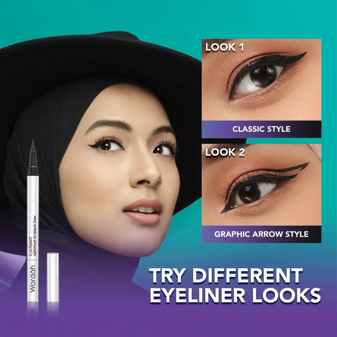 Wardah EyeXpert Optimum Hi-Black Liner -Waterproof Felt Tip Eyeliner with Intense Color, Long-Lasting Eyeliner