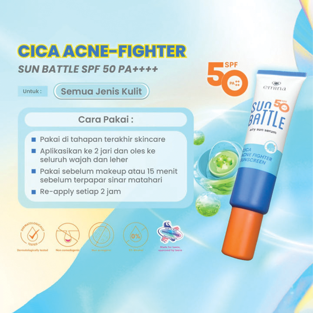 Emina Sun Battle SPF 50 PA++++ Cica Acne Fighter Sunscreen 30 ml