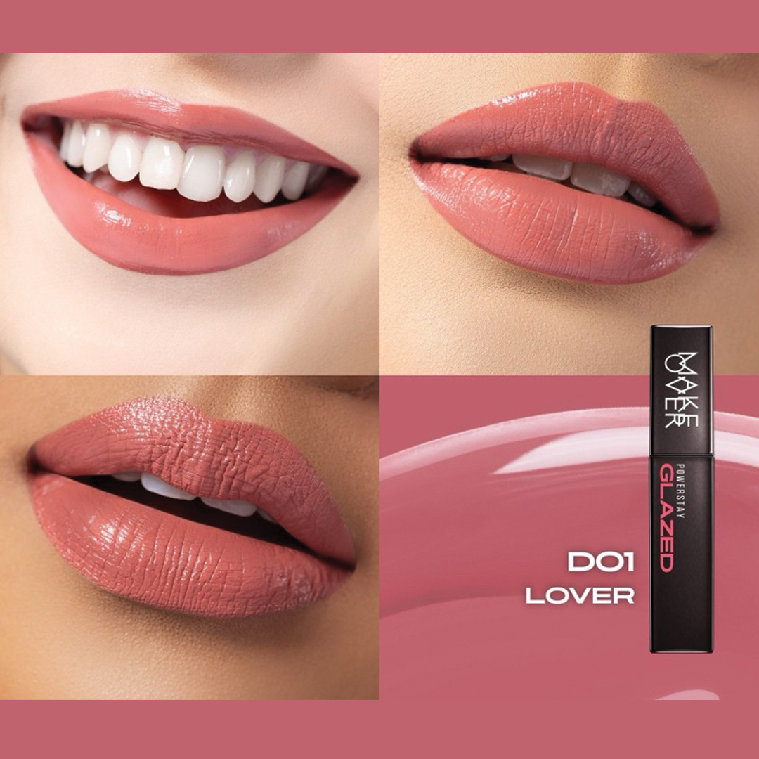 MAKEOVER Powerstay Glazed Lock Lip Pigment|Plump and Glazy Lips|Waterproof Lipstick|