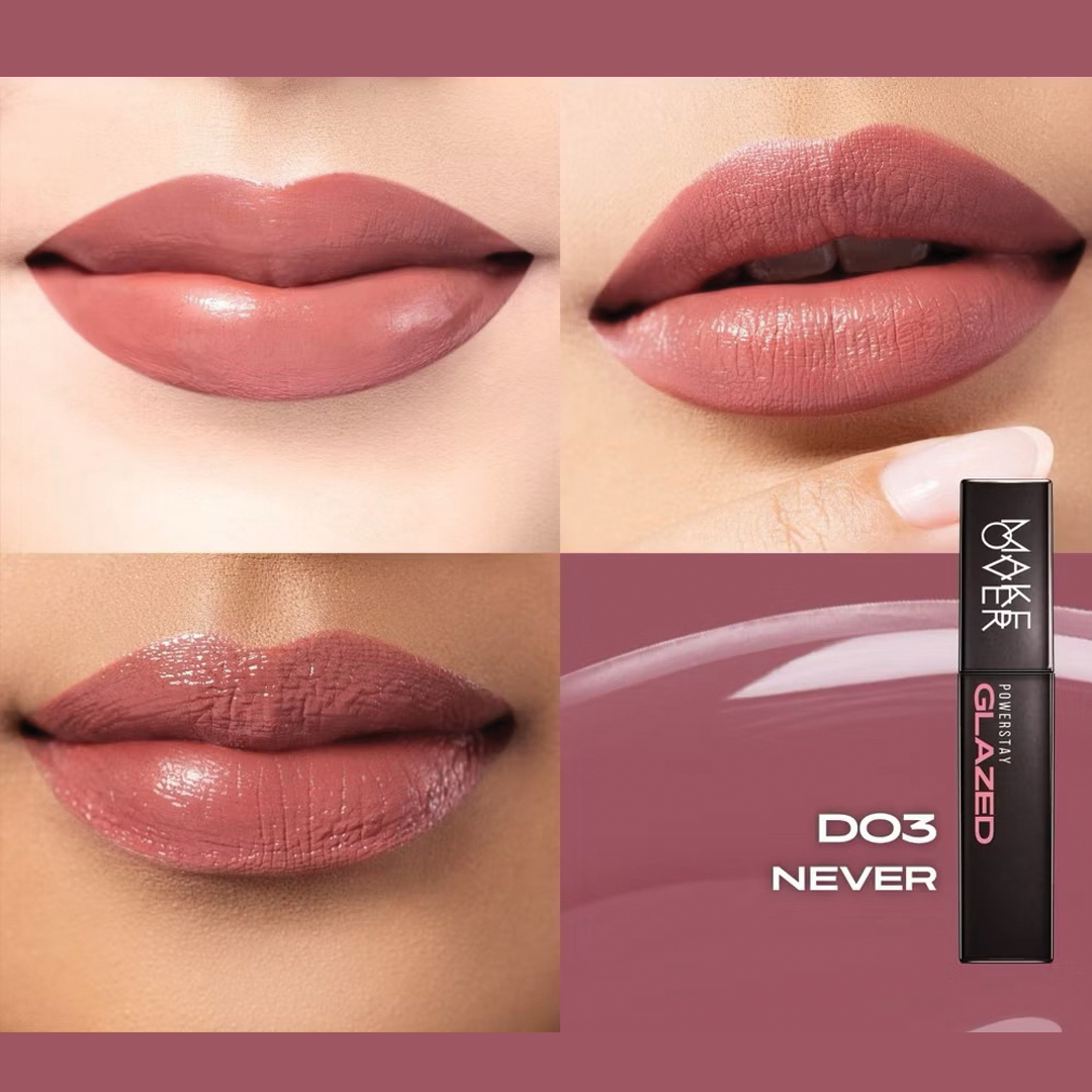 MAKEOVER Powerstay Glazed Lock Lip Pigment|Plump and Glazy Lips|Waterproof Lipstick|