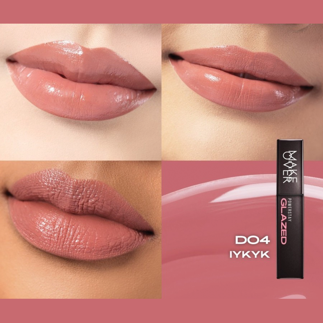 MAKEOVER Powerstay Glazed Lock Lip Pigment|Plump and Glazy Lips|Waterproof Lipstick|