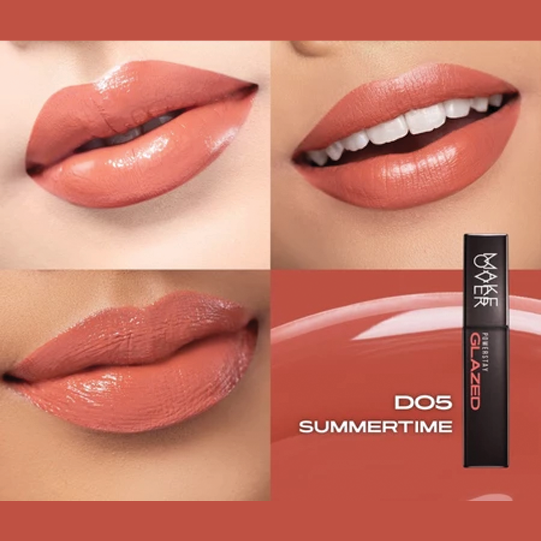 MAKEOVER Powerstay Glazed Lock Lip Pigment|Plump and Glazy Lips|Waterproof Lipstick|
