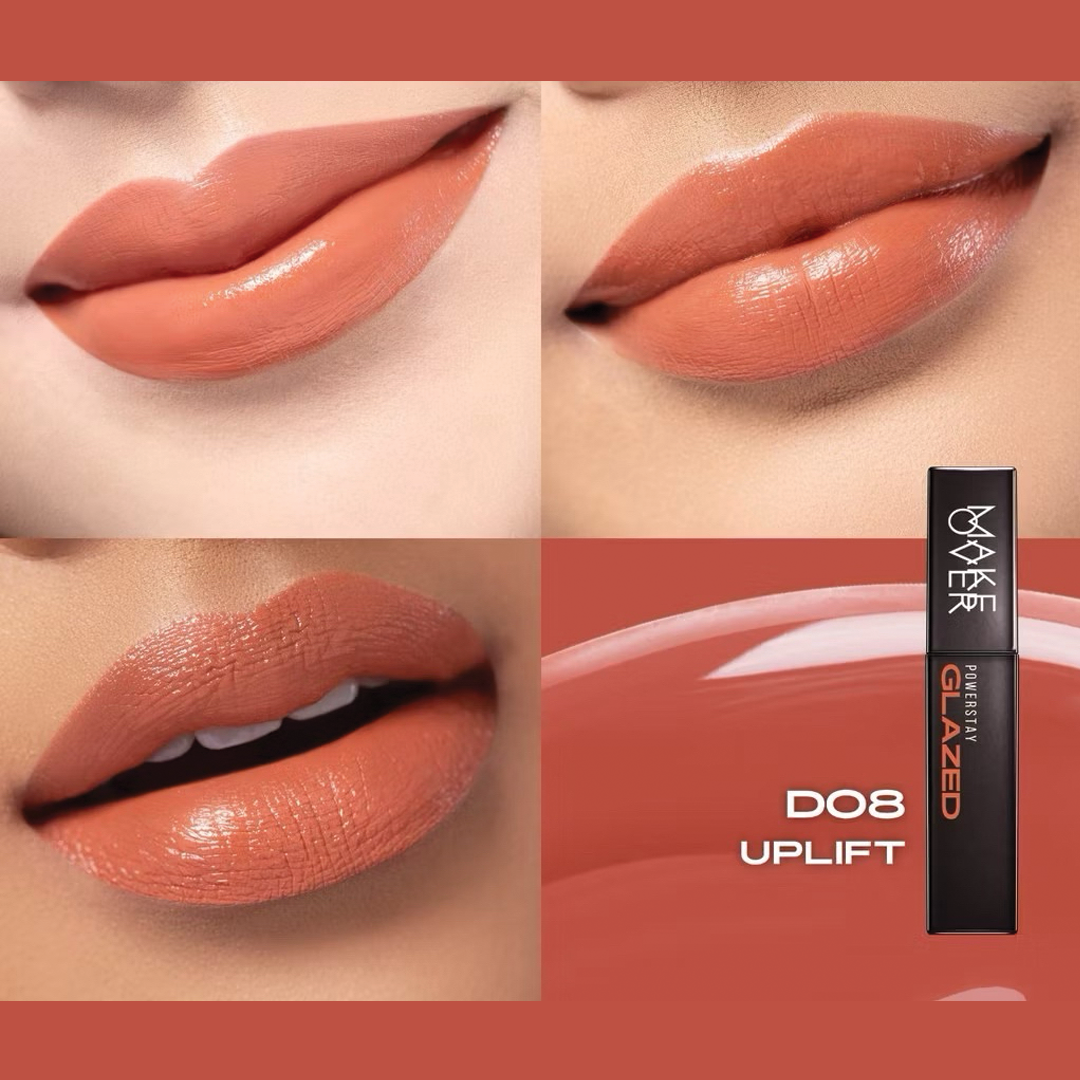 MAKEOVER Powerstay Glazed Lock Lip Pigment|Plump and Glazy Lips|Waterproof Lipstick|
