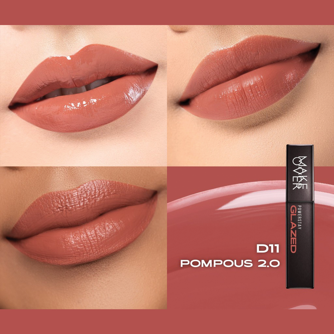 MAKEOVER Powerstay Glazed Lock Lip Pigment|Plump and Glazy Lips|Waterproof Lipstick|